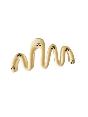 Cream & Red Cherry Cherries Glossy Squiggly Wavy 5" Large Lobster Claw Hair Clip